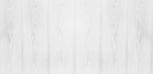 Wide Table top view of wood texture in white light natural color background. Panoramic Grey clean...