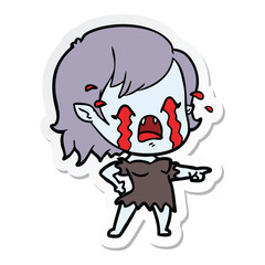 sticker of a cartoon crying vampire girl