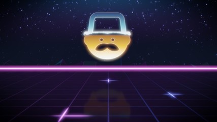 synthwave retro design icon of businessman emoticon