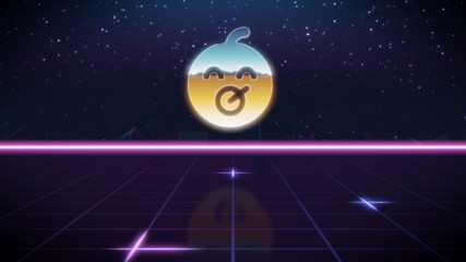 synthwave retro design icon of baby emoticon