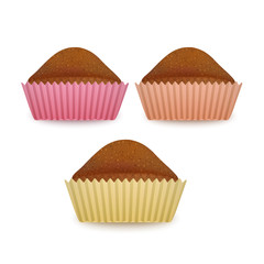 Set of Sweet cupcakes on white background, Concept about birthday wish. Lovely dessert for celebration. Realistic Vector illustration