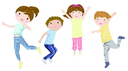 kids on white background