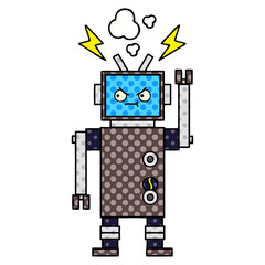 comic book style cartoon robot