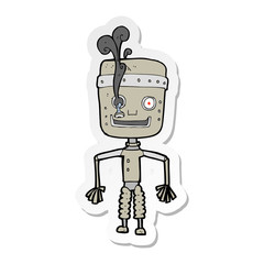 sticker of a cartoon malfunctioning robot