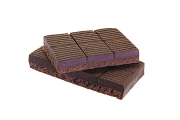 Two brown tiles of sweet toffee candy