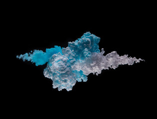 Coloured acrylic ink mixing in water on black