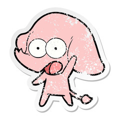 distressed sticker of a cute cartoon elephant