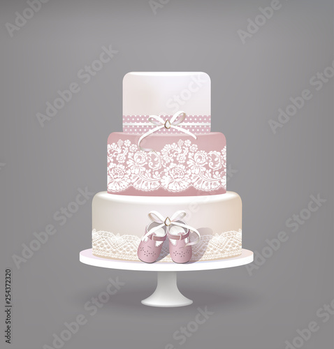 Baby Shower Cake With Lace Decoration Stock Image And Royalty Free Baby Shower Cake With Lace Decoration Stock Image And Royalty Free