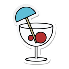 sticker of a cute cartoon fancy cocktail