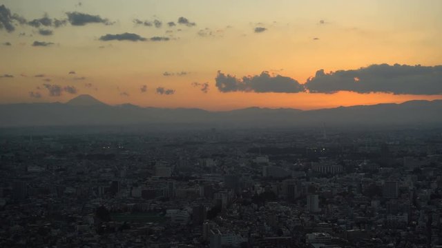 Sunrise Time Lapse of Mount Fuji and Tokyo, Japan On Beautiful Sunny Day