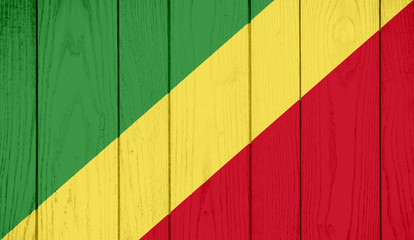 Flag of Republic of the Congo on wooden background