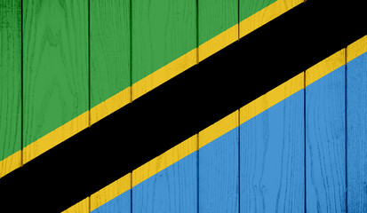 Flag of Tanzania on wooden background