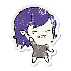distressed sticker of a cartoon undead vampire girl