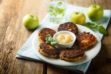 Potato pancakes with apple sauce