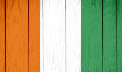 Flag of Côte d'Ivoire on wooden background