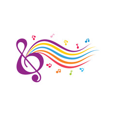 Music. Music abstract vector logo. Hand drawn musical illustration.