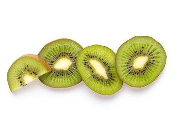 Fototapeta premium Kiwi fruit slices on white background.