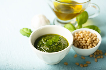 Homemade pesto sauce