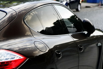 View of a beautiful car in good weather.