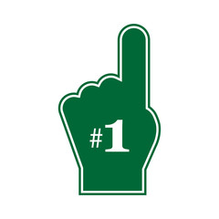Thumb up Number 1 fan. Number 1 fan. Green foam finger