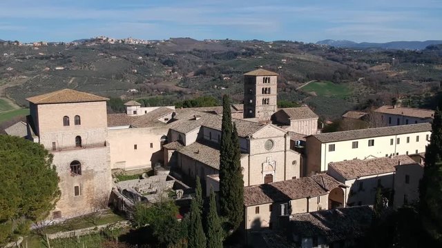 Abbey of Farfa (Lazio, Italy) - It's one of the most famous catholic abbeys of Europe of Benedictine Order, near Rome. Aerial view
