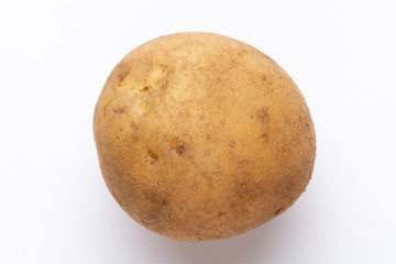 Potatoes isolated on white background. Flat lay. Top view.