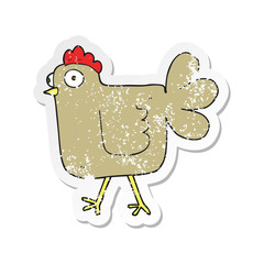 retro distressed sticker of a cartoon chicken