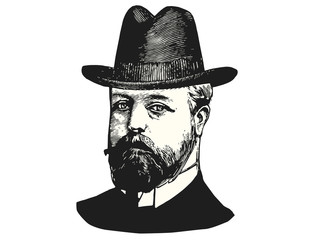 Vintage man with  hat and beard