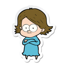 sticker of a happy cartoon girl