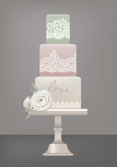 wedding cake with lace decoration
