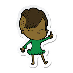 sticker of a cartoon squinting girl