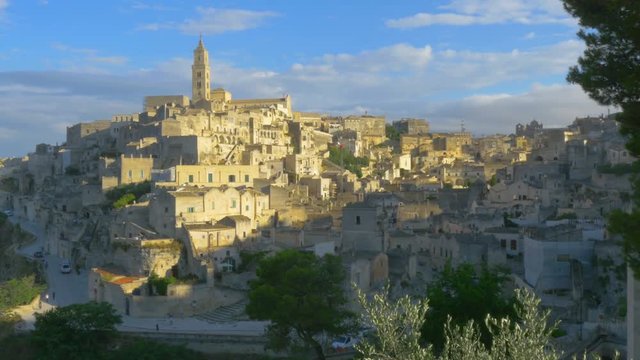 Panorama of the medieval town of Matera, Italy.	
