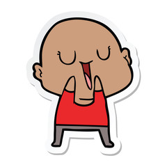 sticker of a happy cartoon bald man