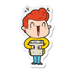 sticker of a cartoon excited man