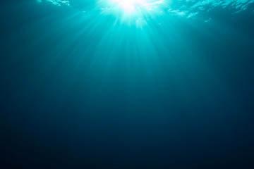 Sunburst in blue ocean