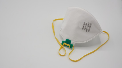 N95 Mask help to protect dust and other particle, put on white background,