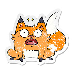 Obraz na płótnie Canvas distressed sticker of a cartoon startled fox