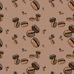 Seamless pattern, color vector illustration, coffee 