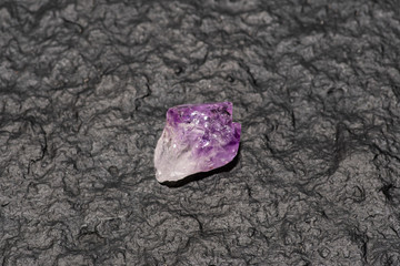 Macro shot of crystals of violet amethyst