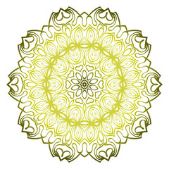 Beautiful Round Flower Mandala. Vector Illustration. Abstract. Green olive color