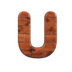 wood letter U - Capital 3d wooden plank font - suitable for nature, ecology or decoration related subjects