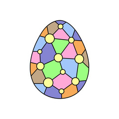 Stained glass colorful Easter egg isolated on white background
