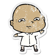 distressed sticker of a cartoon nervous man