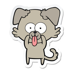 sticker of a cartoon dog with tongue sticking out