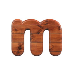 wood letter M - Lowercase 3d wooden plank font - Suitable for nature, ecology or decoration related subjects