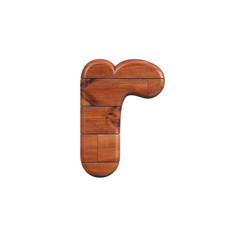 wood letter R - Lower-case 3d wooden plank font - Suitable for nature, ecology or decoration related subjects