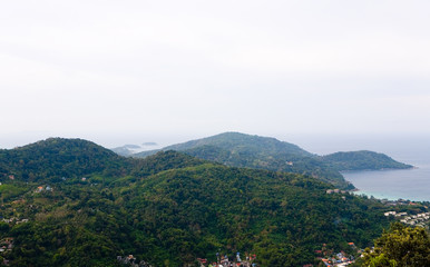 View of the coast of Phuket from above.