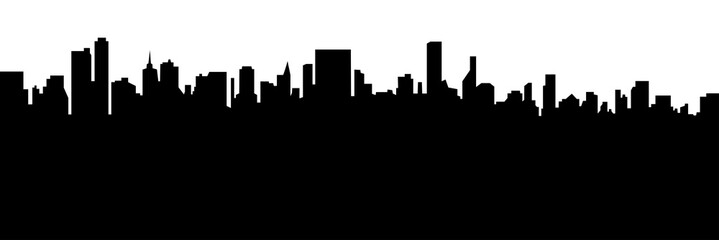 Modern cityscape black silhouette vector banner design.