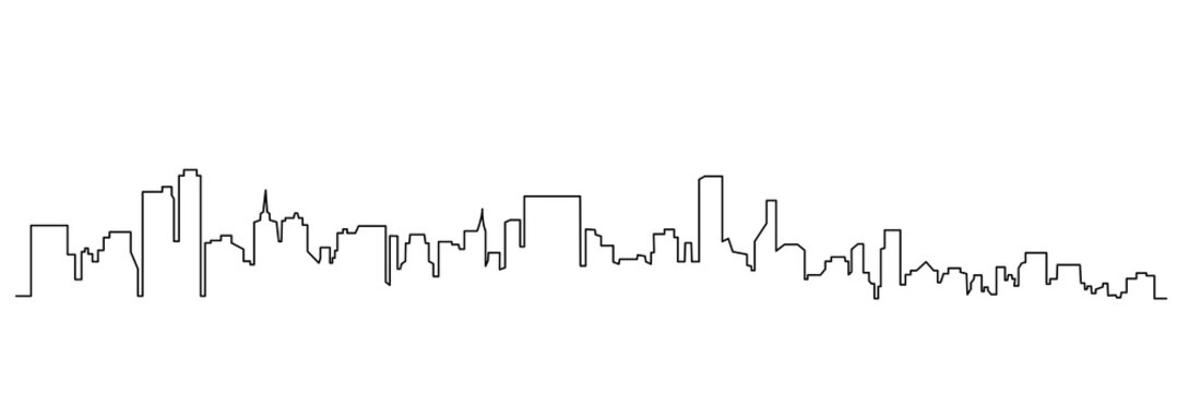 Modern cityscape continuous one line vector drawing