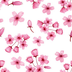 seamless watercolor pattern with pink  flowers.